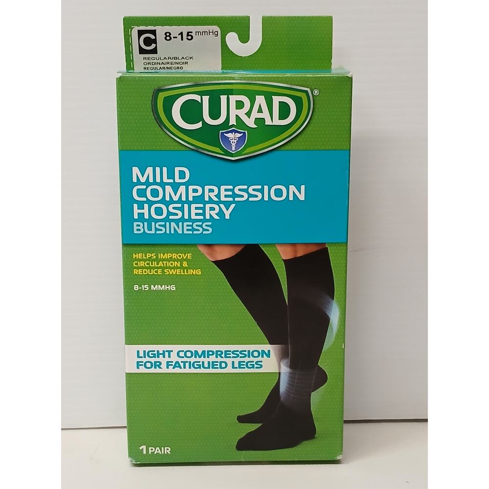 Curad (8-15 MMHG) Black Light Compression 1 Pair Socks
